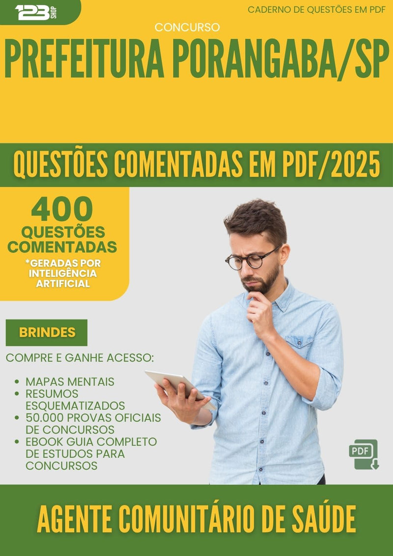 1000 Questões Comentadas para Concurso Agente Combate Endemias da Prefeitura Porangaba Sp 2025 - 400 Questões