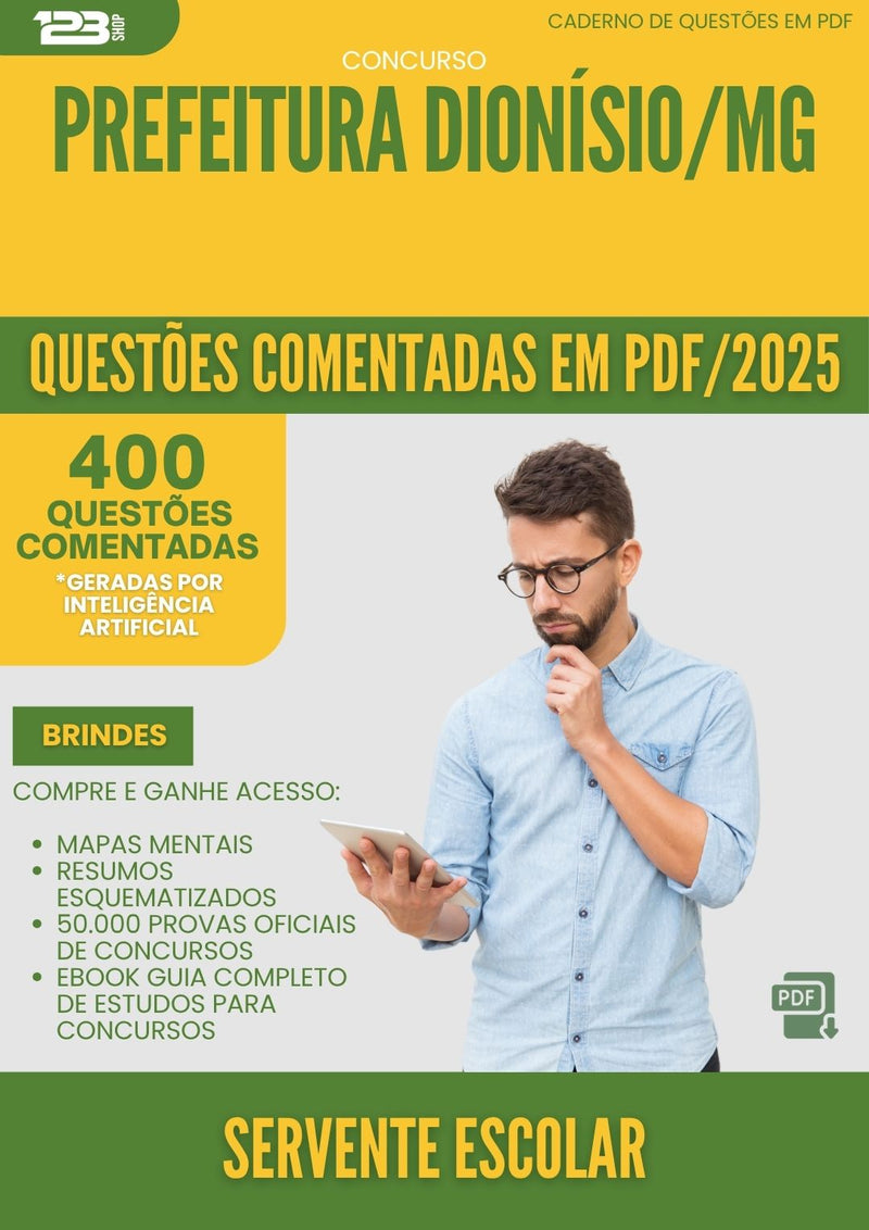 1000 Questões Comentadas para Concurso Agente Administrativo Tributos Rendas da Prefeitura Dionisio Mg 2025 - 400 Questões