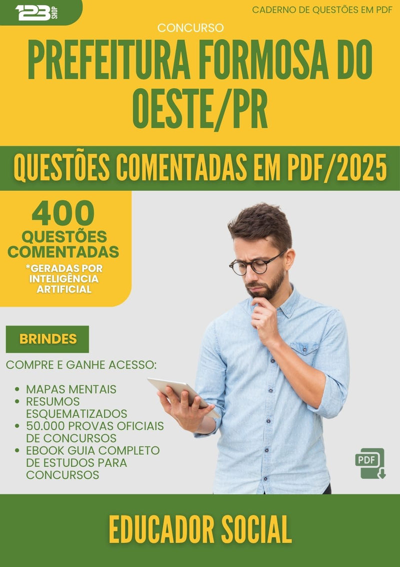 1000 Questões Comentadas para Concurso Agente De Apoio Educacional da Prefeitura Formosa Do Oeste Pr 2025 - 400 Questões