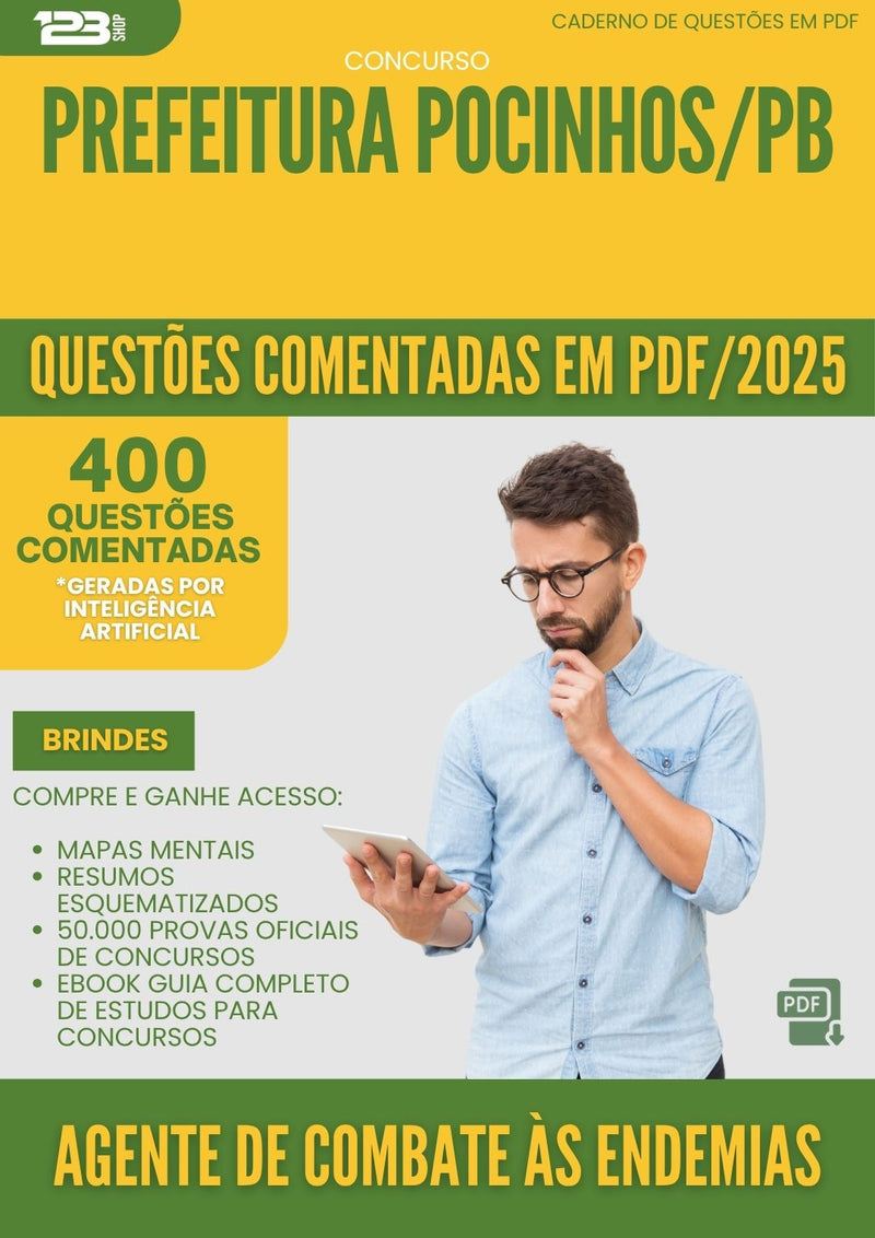 1000 Questões Comentadas para Concurso Agente De Combate As Endemias da Prefeitura Pocinhos Pb 2025 - 400 Questões