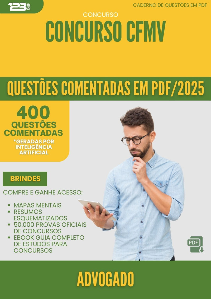 1000 Questões Comentadas para Concurso Advogado Cfmv 2025 - 400 Questões