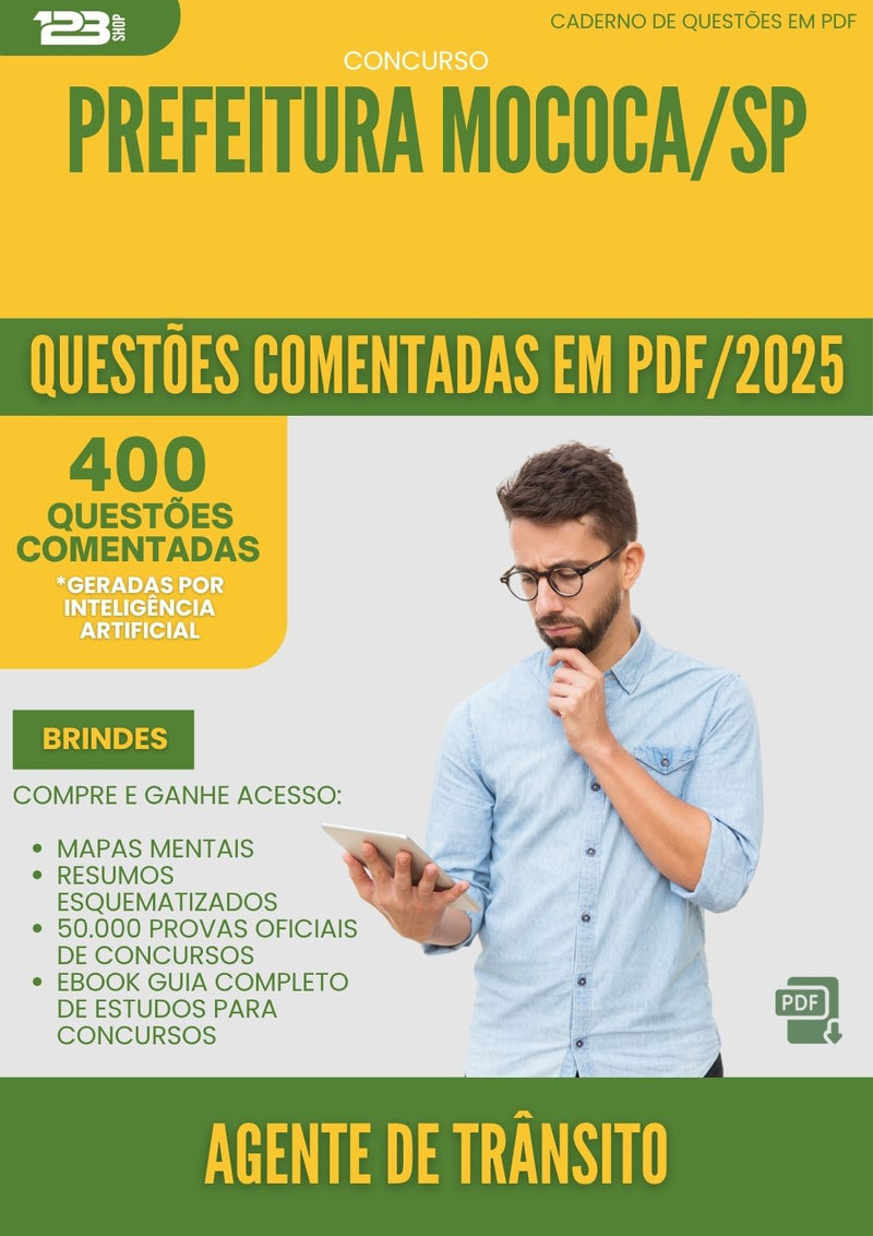 1000 Questões Comentadas para Concurso Agente De Transito da Prefeitura Mococa Sp 2025 - 400 Questões