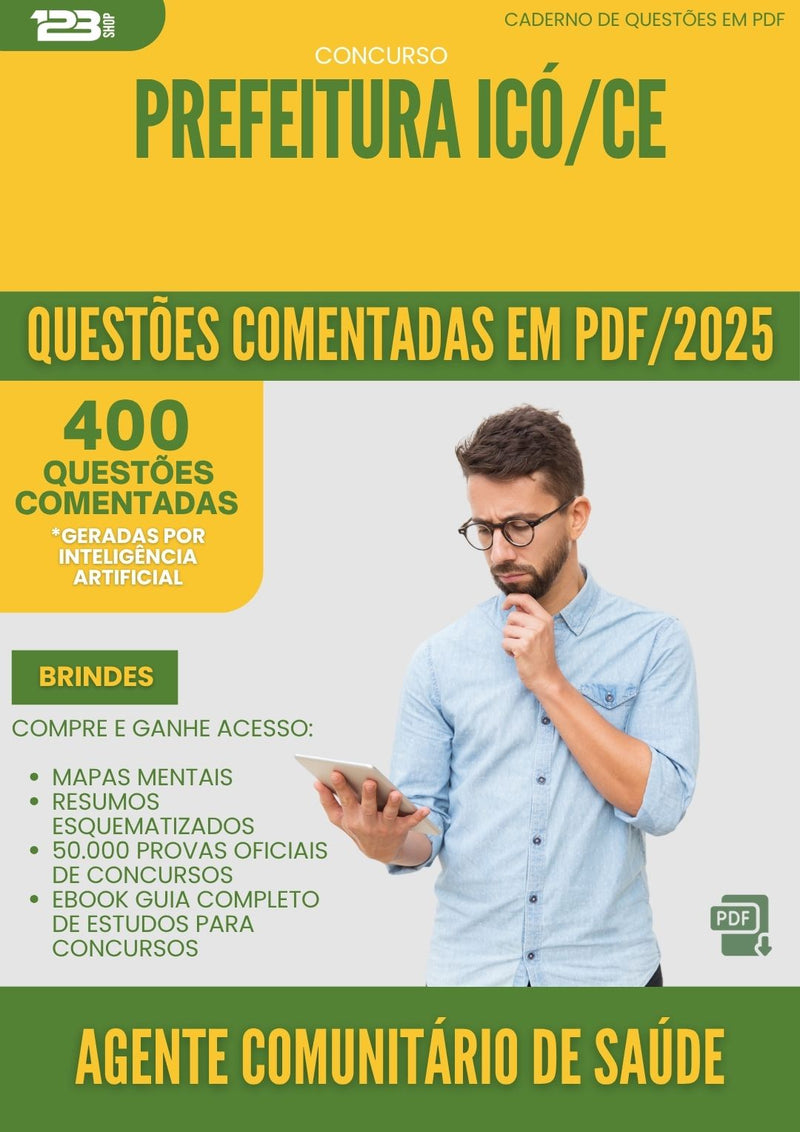 1000 Questões Comentadas para Concurso Agente Comunitario De Saude da Prefeitura Ico Ce 2025 - 400 Questões