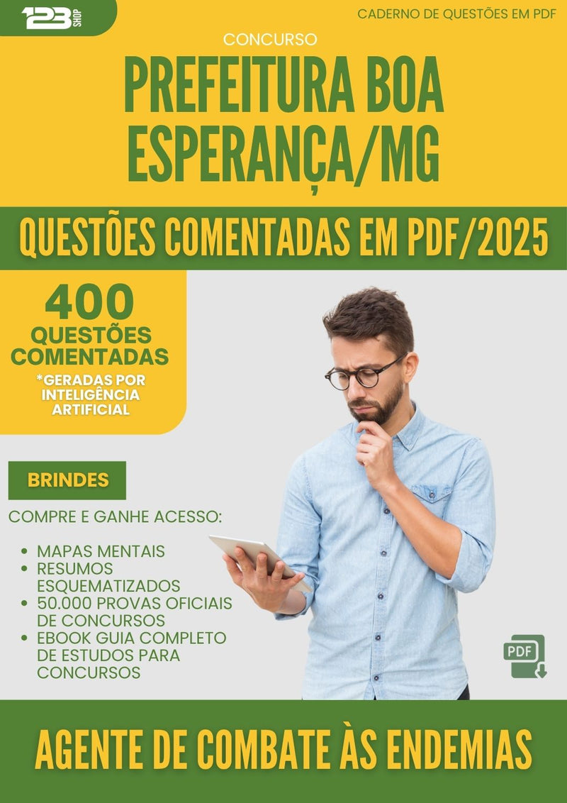 1000 Questões Comentadas para Concurso Agente De Combate As Endemias da Prefeitura Boa Esperanca Mg 2025 - 400 Questões