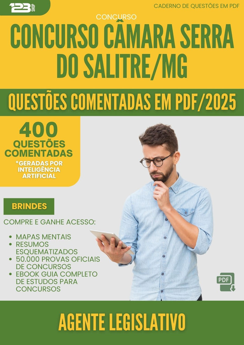 1000 Questões Comentadas para Concurso Agente Legislativo Camara Serra Do da Prefeitura Salitre Mg 2025 - 400 Questões