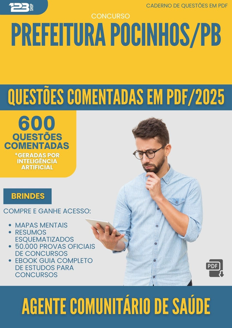 1000 Questões Comentadas para Concurso Agente Comunitario De Saude da Prefeitura Pocinhos Pb 2025 - 600 Questões