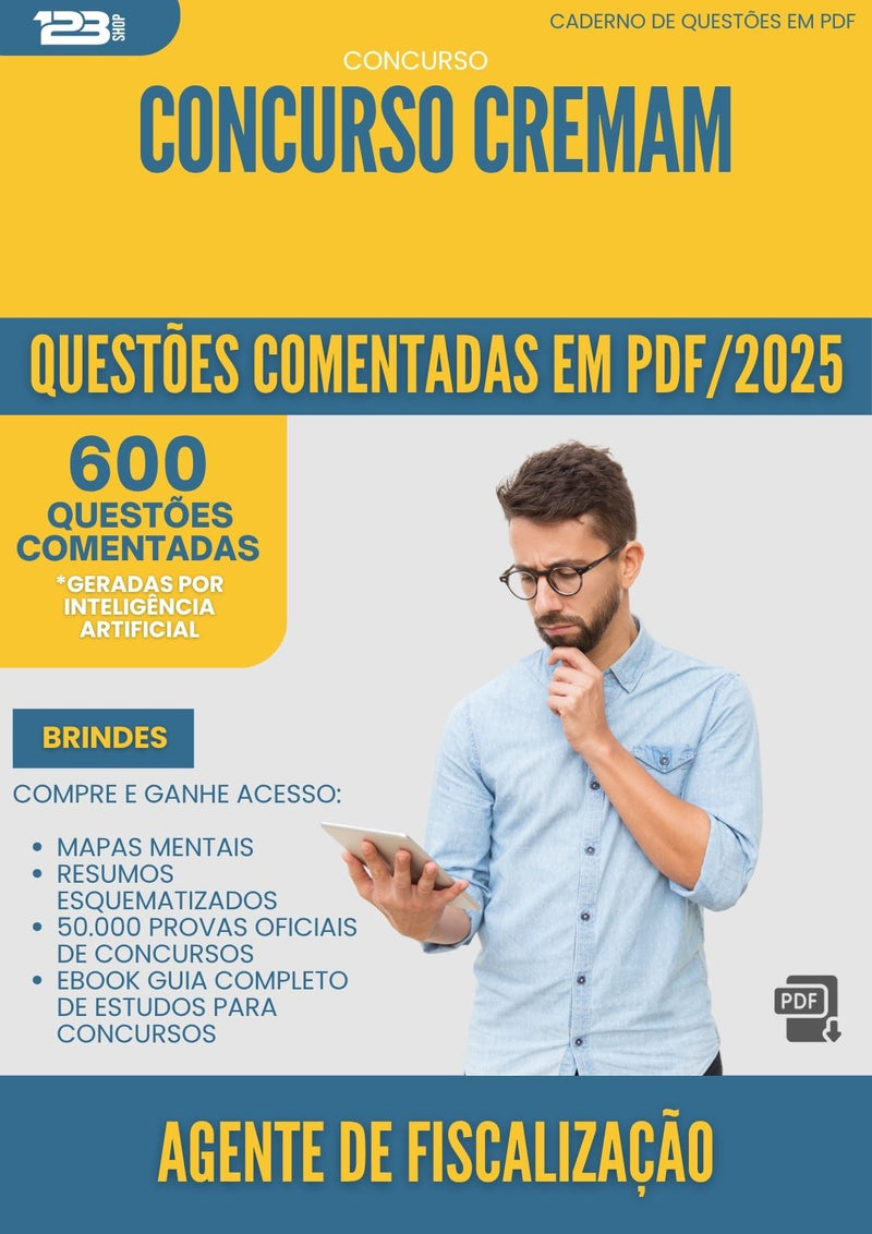 1000 Questões Comentadas para Concurso Agente De Fiscalizacao Cremam 2025 - 600 Questões