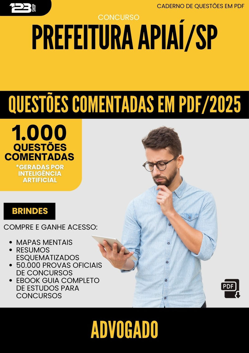 1000 Questões Comentadas para Concurso Advogado da Prefeitura Apiai Sp 2025 - 1000 Questões
