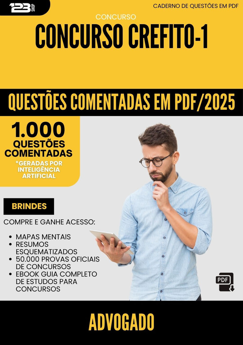 1000 Questões Comentadas para Concurso Advogado Crefito 1 2025 - 1000 Questões