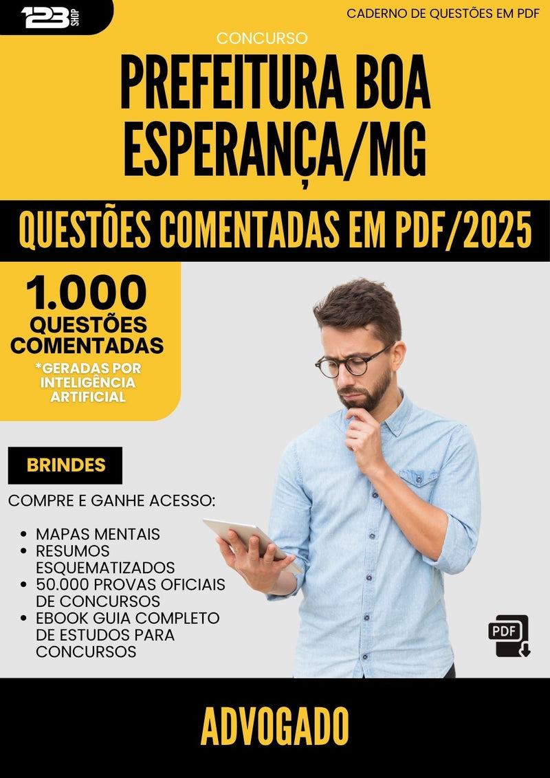 1000 Questões Comentadas para Concurso Advogado da Prefeitura Boa Esperanca Mg 2025 - 1000 Questões