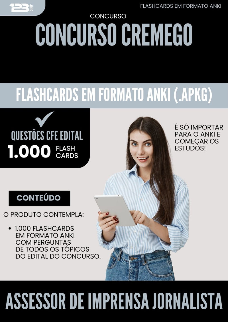 Flashcards para Concurso Assessor De Imprensa Jornalista Cremego 2025 - 1000 Flashcards de Acordo com Edital