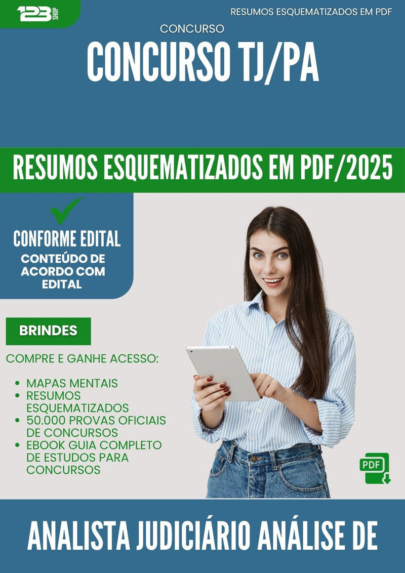 Resumos Esquematizados para Concurso Analista Judiciario Analise De Suporte Tj Pa 2025 - Conteúdo de Acordo com Edital