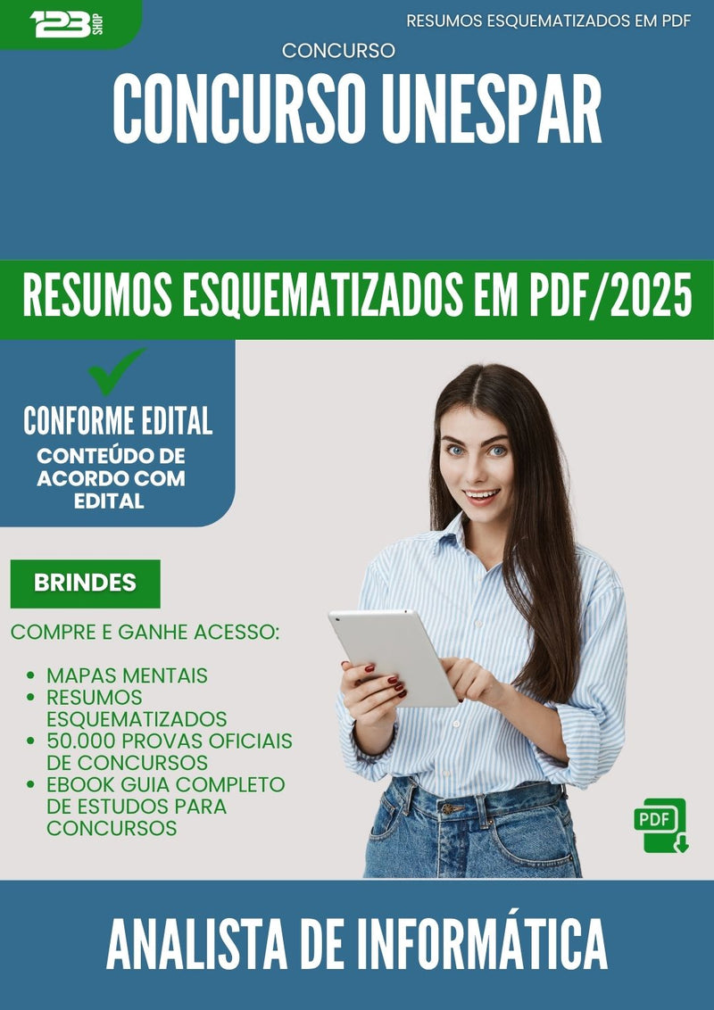 Resumos Esquematizados para Concurso Analista De Informatica Unespar 2025 - Conteúdo de Acordo com Edital