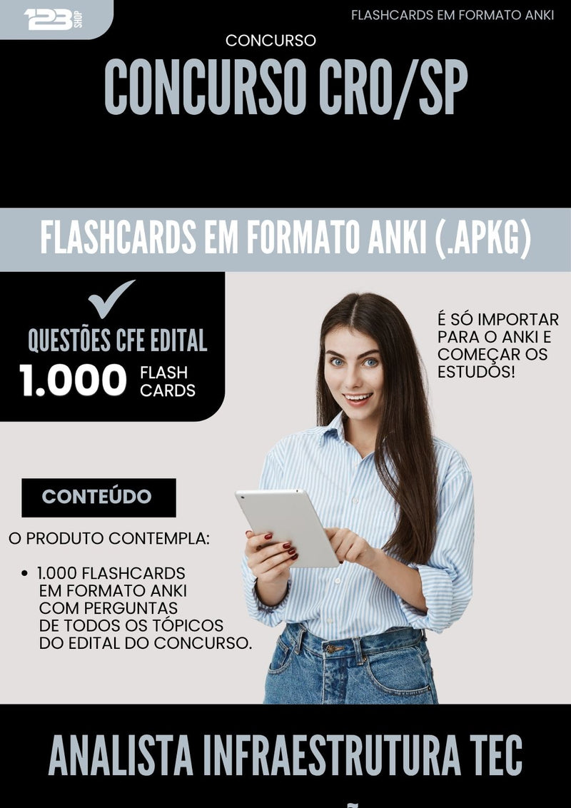 Flashcards para Concurso Analista Infraestrutura Tecnologia Informacao Cro Sp 2025 - 1000 Flashcards de Acordo com Edital
