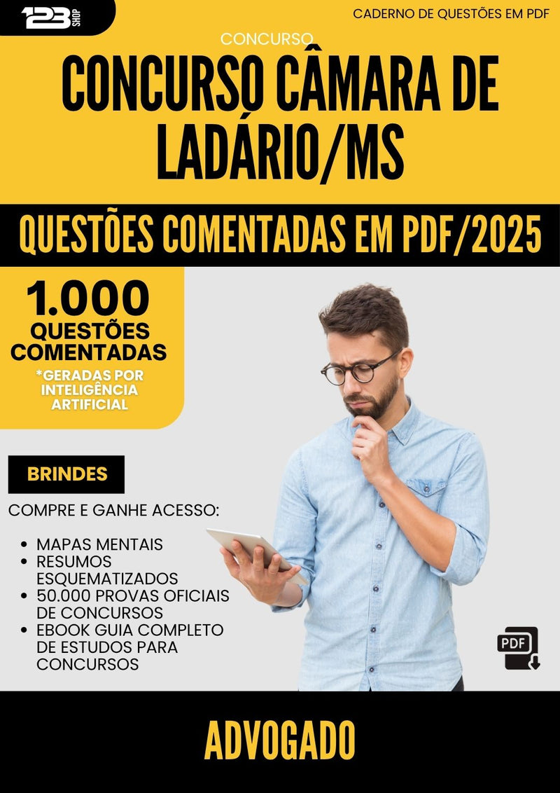 1000 Questões Comentadas para Concurso Advogado Camara De da Prefeitura Ladario Ms 2025 - 1000 Questões