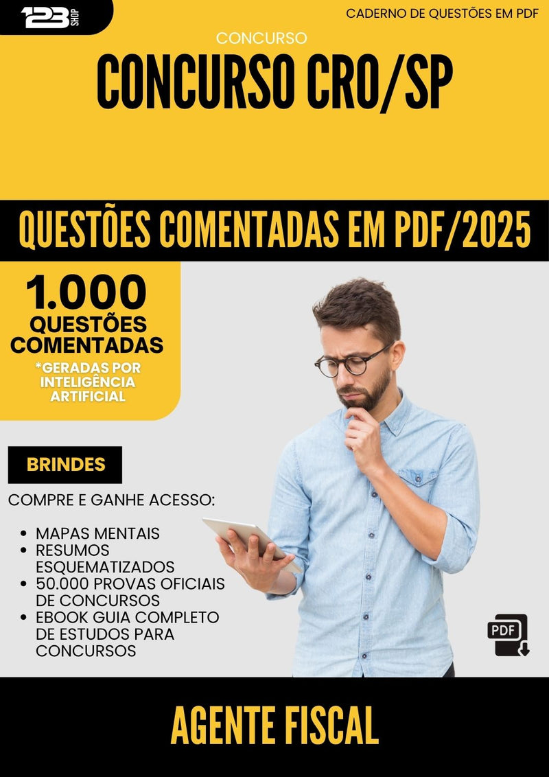 1000 Questões Comentadas para Concurso Agente Fiscal Cro Sp 2025 - 1000 Questões