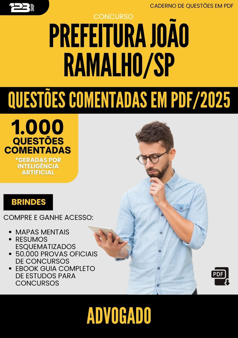 1000 Questões Comentadas para Concurso Advogado da Prefeitura Joao Ramalho Sp 2025 - 1000 Questões