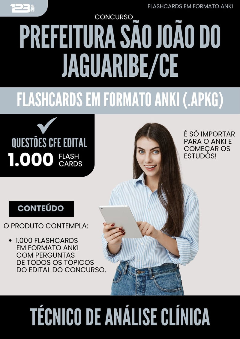 Flashcards para Concurso Tecnico De Analise Clinica Sao Joao Do da Prefeitura Jaguaribe Ce 2025 - 1000 Flashcards de Acordo com Edital