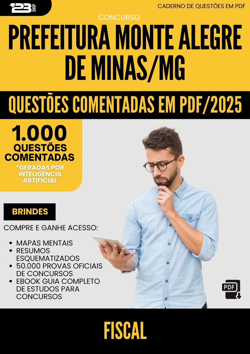 1000 Questões Comentadas para Concurso Fiscal Monte da Prefeitura Alegre De Minas Mg 2025 - 1000 Questões