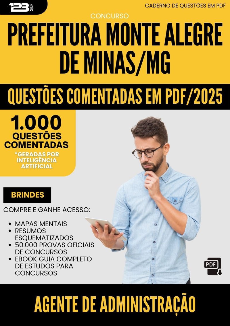 1000 Questões Comentadas para Concurso Agente De Administracao Monte da Prefeitura Alegre De Minas Mg 2025 - 1000 Questões