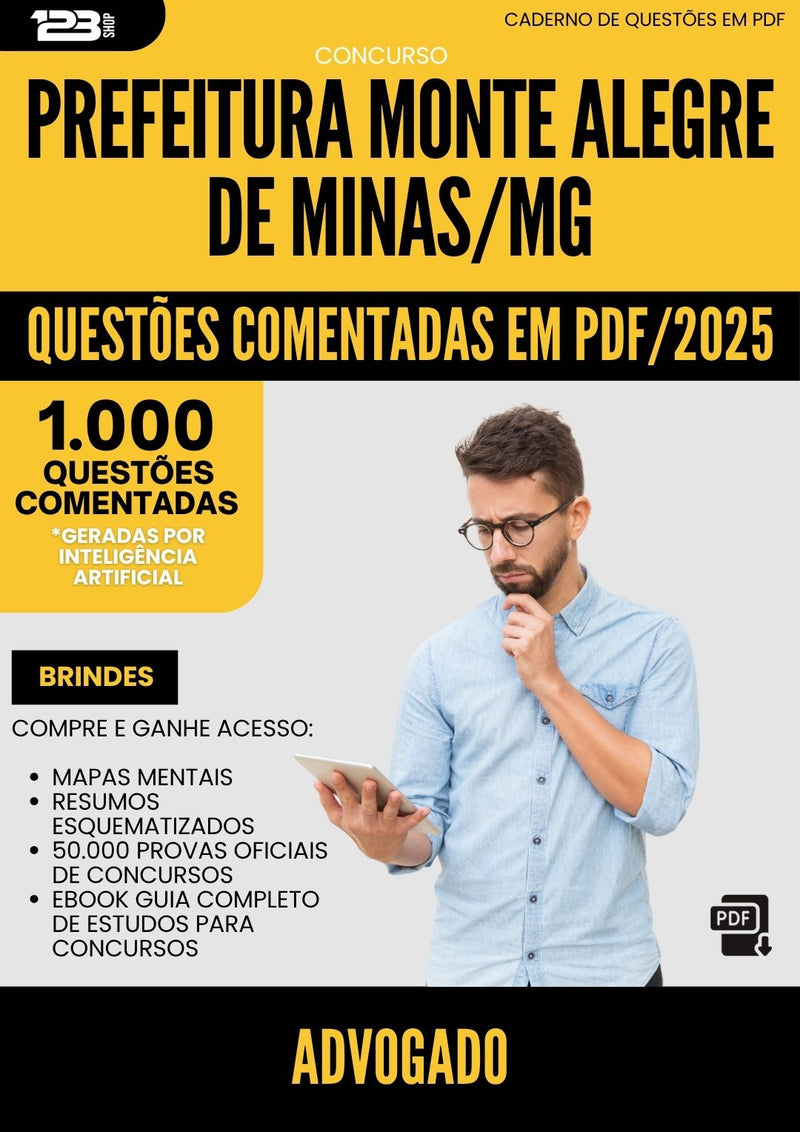 1000 Questões Comentadas para Concurso Advogado Monte da Prefeitura Alegre De Minas Mg 2025 - 1000 Questões