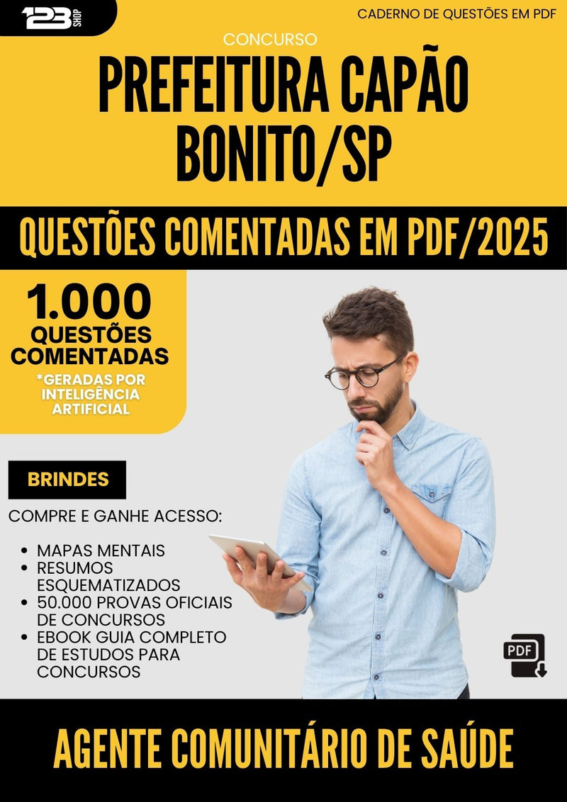 1000 Questões Comentadas para Concurso Agente Comunitario De Saude Capao da Prefeitura Bonito Sp 2025 - 1000 Questões