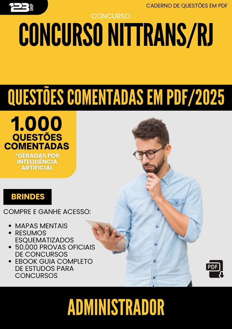 1000 Questões Comentadas para Concurso Administrador Nittrans Rj 2025 - 1000 Questões