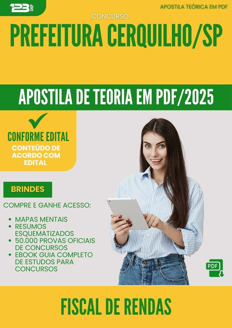 Apostila Teórica para Concurso Fiscal De Rendas da Prefeitura Cerquilho Sp 2025 - Conteúdo de Acordo com Edital