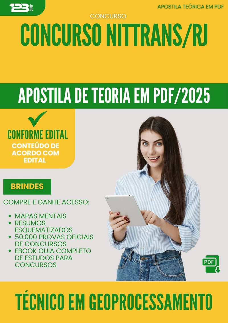 Apostila Teórica para Concurso Tecnico Em Geoprocessamento Nittrans Rj 2025 - Conteúdo de Acordo com Edital