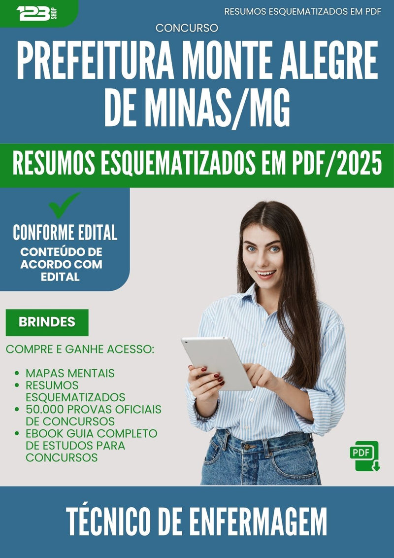 Resumos Esquematizados para Concurso Tecnico De Enfermagem Monte da Prefeitura Alegre De Minas Mg 2025 - Conteúdo de Acordo com Edital