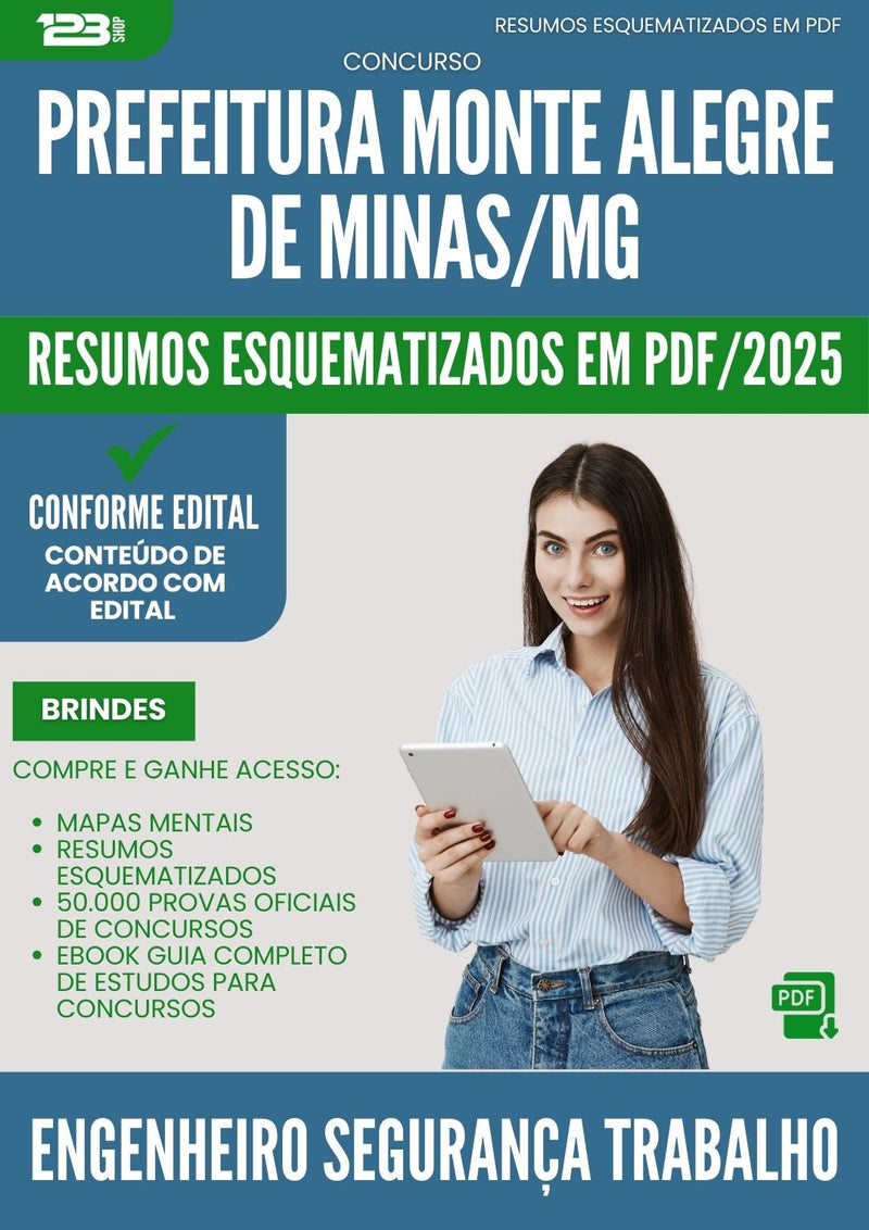 Resumos Esquematizados para Concurso Engenheiro Seguranca Trabalho Monte da Prefeitura Alegre De Minas Mg 2025 - Conteúdo de Acordo com Edital