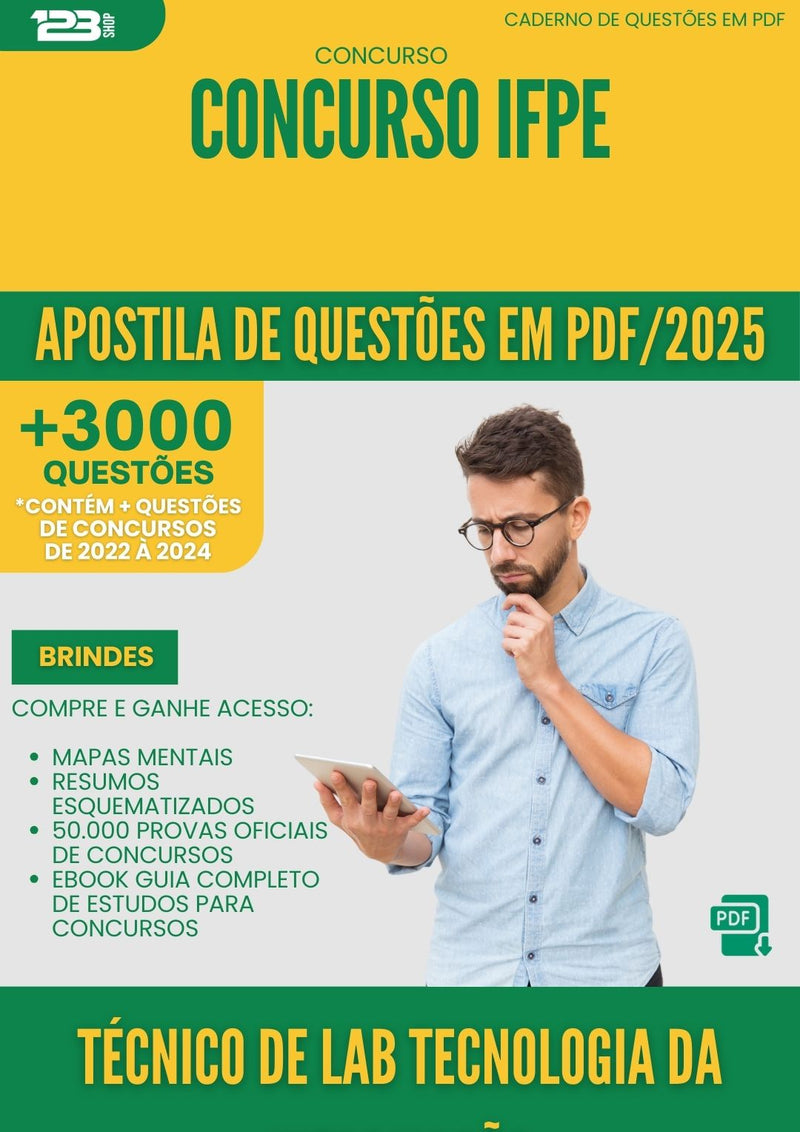 Apostila de Questões para Concurso Tecnico De Laboratorio Tecnologia Da Informacao Ifpe 2025 - Mais de 3.000 Questões