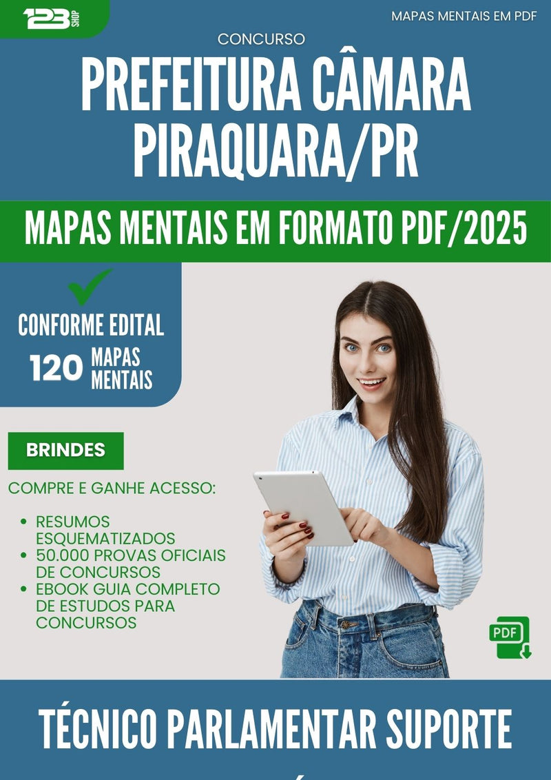Mapas Mentais para Concurso Tecnico Parlamentar Suporte Em Informatica Camara da Prefeitura Piraquara Pr 2025 - Conteúdo de Acordo com Edital