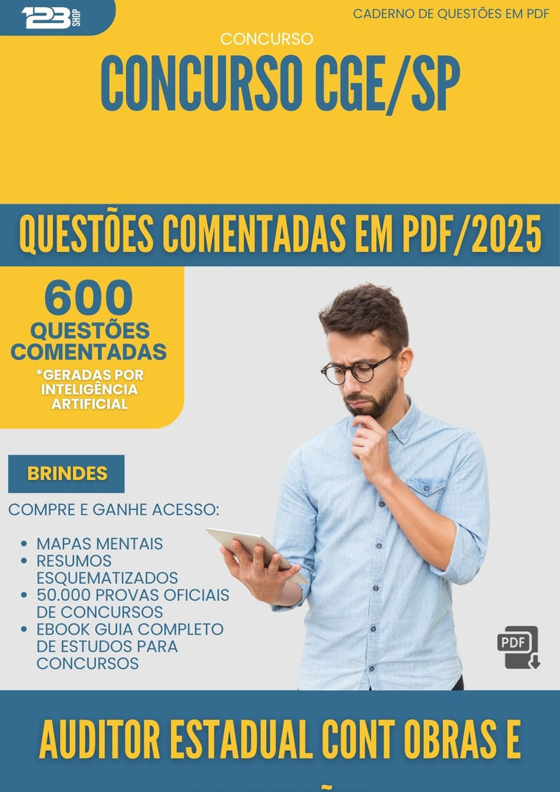 1000 Questões Comentadas para Concurso Auditor Estadual Controle Obras E Concessoes Cge Sp 2025 - 600 Questões