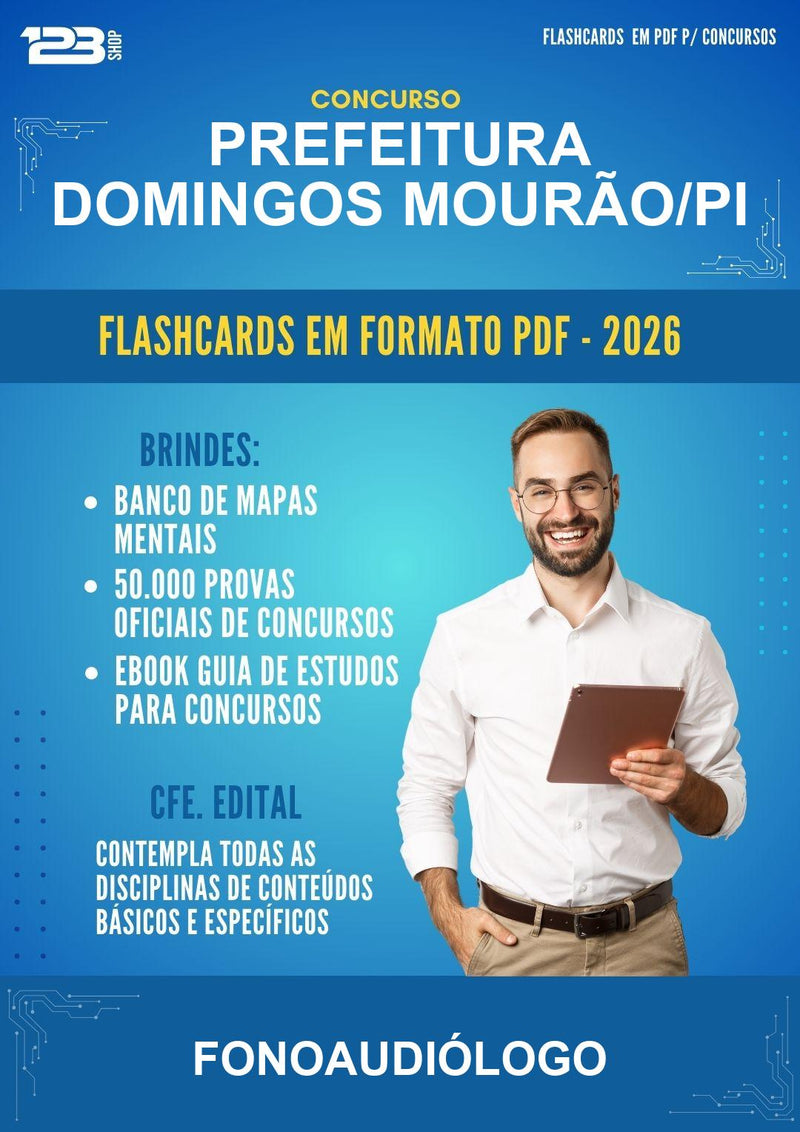 Flashcards em PDF para o Concurso Prefeitura Domingos Mourão/PI para Fonoaudiólogo - 600 Flashcards